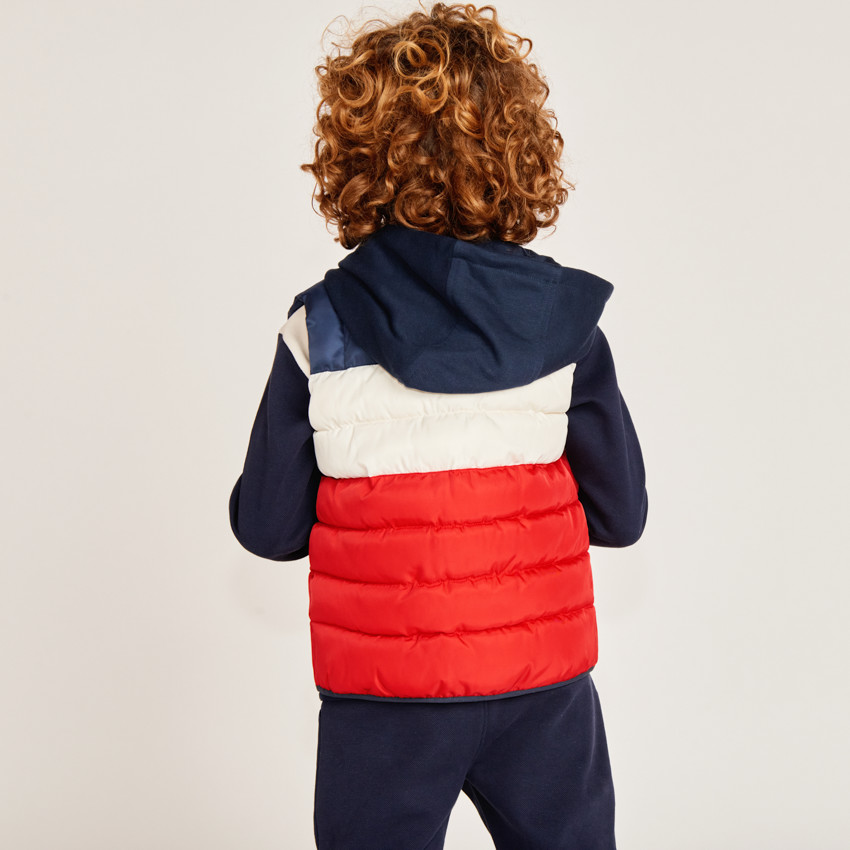 Doudoune sans manches à capuche effet color block pour garçon 