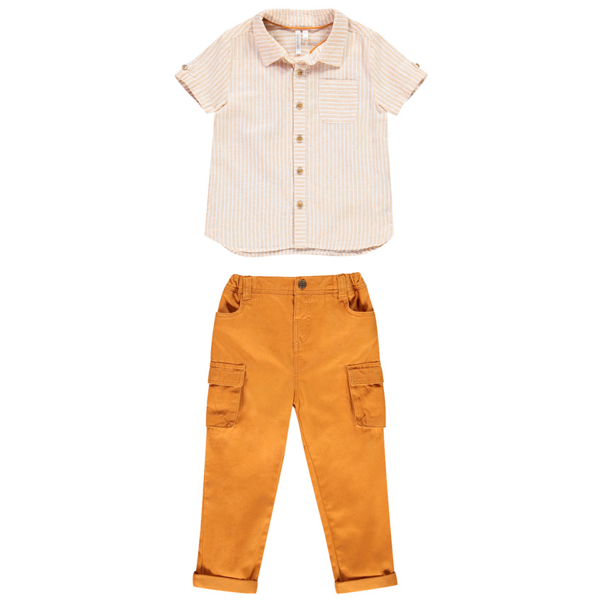 Ensemble chemise rayée et pantalon cargo pour bébé garçon