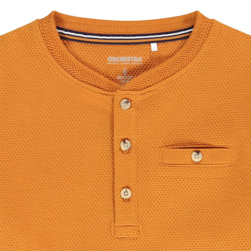 T-shirt manches longues en nid d'abeille avec col tunisien pour garçon Main T-shirt manches longues en nid d'abeille avec col tunisien pour garçon