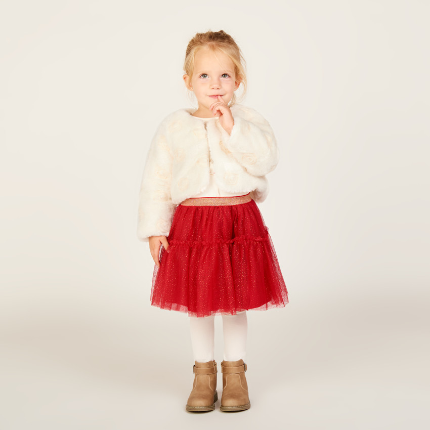 Gilet en fausse fourrure avec rosaces pour bébé fille