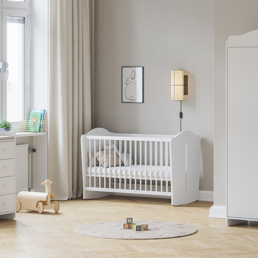 Lit bébé 60 x 120 cm à bascule Megève blanc 