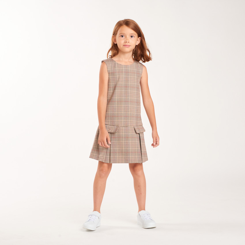 Robe fille droite à carreaux écossais
