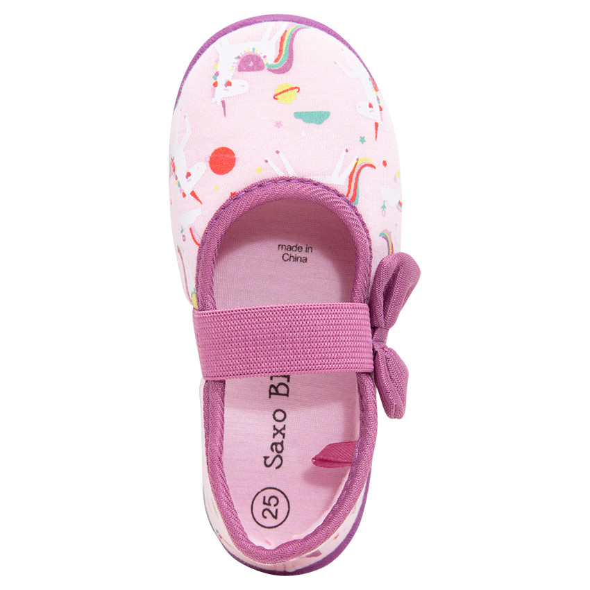 Chaussons en jersey avec licornes printées et noeud 