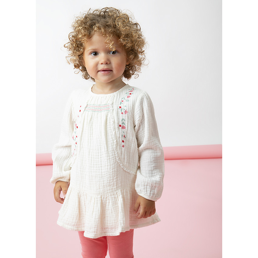 Ensemble tunique 2 pièces en double gaze de coton fantaisie pour bébé fille 