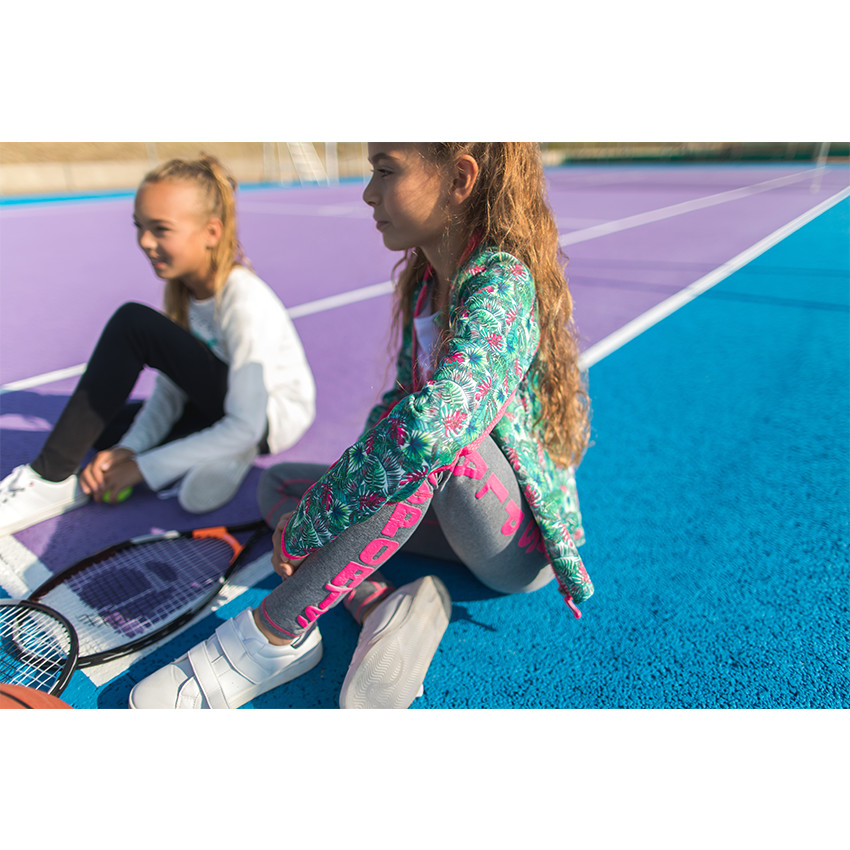 Gilet zippé en interlock double face imprimé tropical  