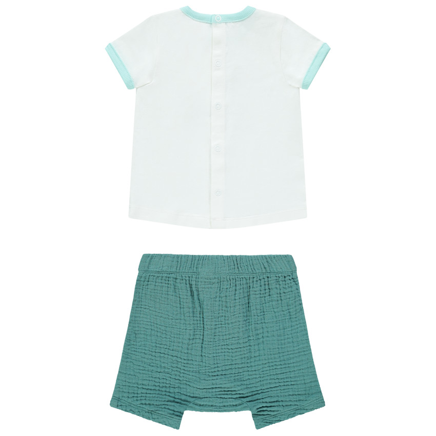 Ensemble avec t-shirt print baleine et short en gaze de coton 
