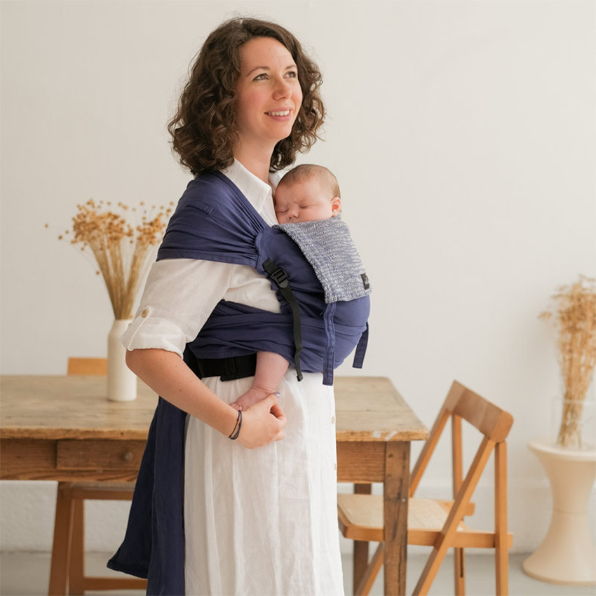 Porte-bébé type mei tai P'tit Evo indigo 