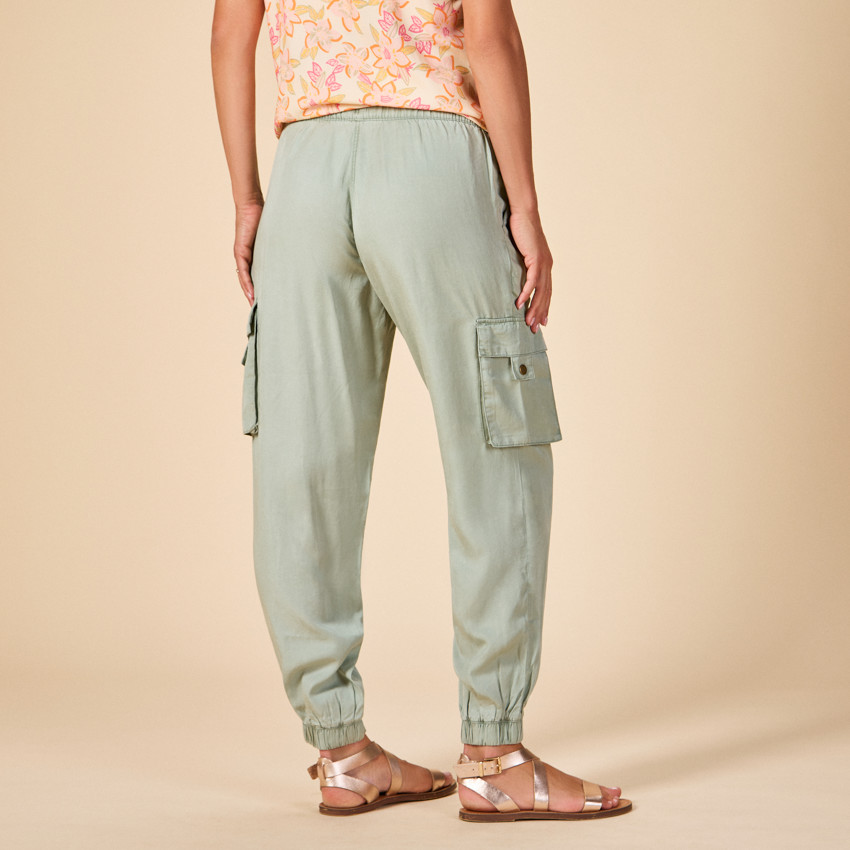 Pantalon de grossesse uni à poches cargo et bandeau haut  