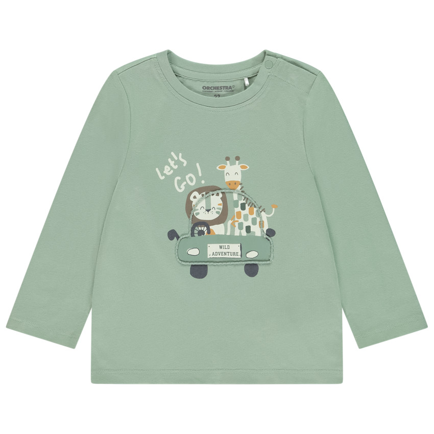 T-shirt manches longues motif animal en cording pour bébé garçon 