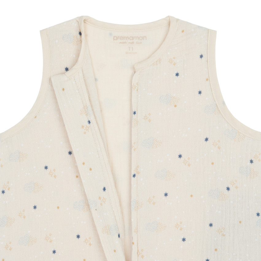 Gigoteuse sans manches en gaze de coton imprimé étoiles TOG 0,5 - Bande de Rêveurs 