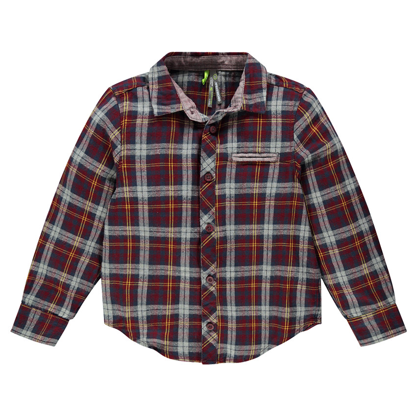 Chemise manches longues à carreaux &#34;clan&#34; avec poche et détails en oxford 