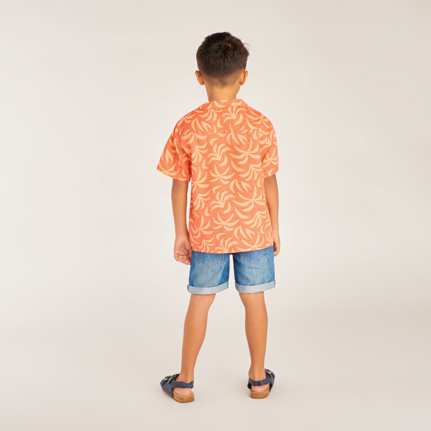 Chemise manches courtes à col cubain imprimé fantaisie pour garçon 