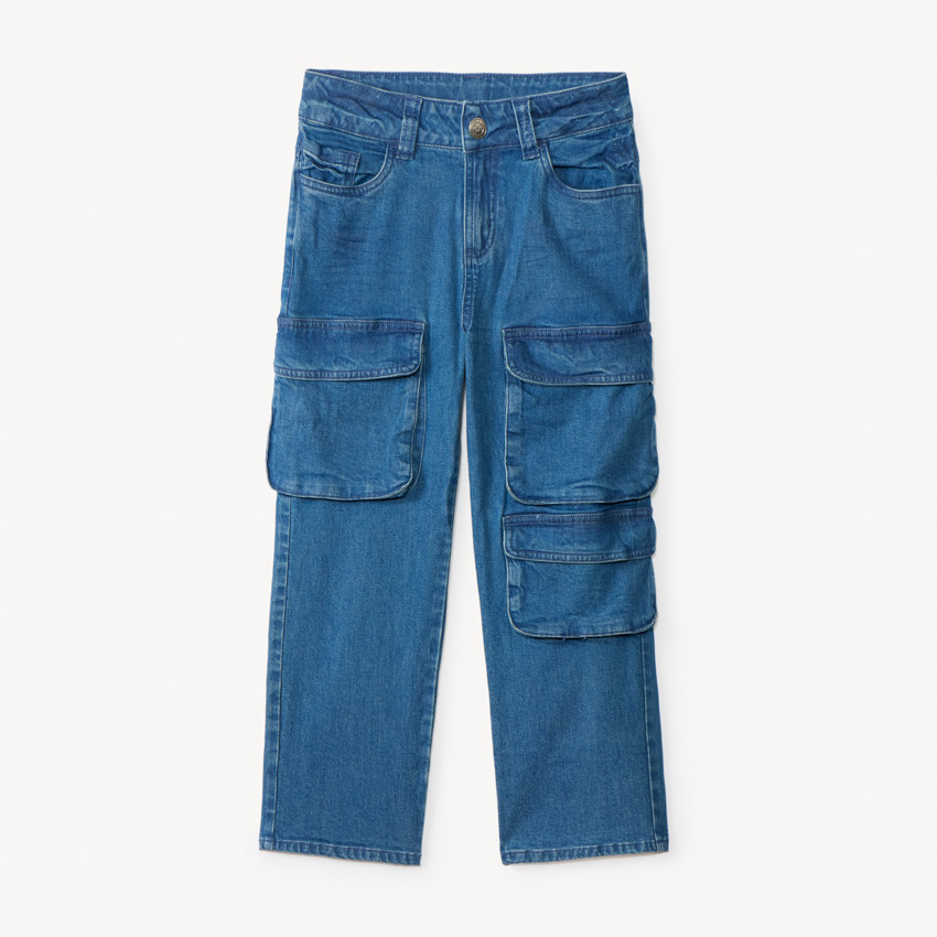 Jean large en denim avec poches style cargo pour garçon  