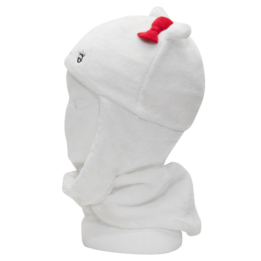 Bonnet écharpe en sherpa avec oreilles en relief et détails brodés 