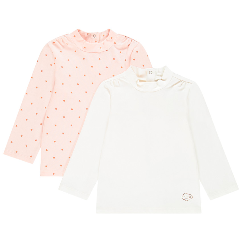 Lot de 2 sous-pulls col cheminée uni / imprimé