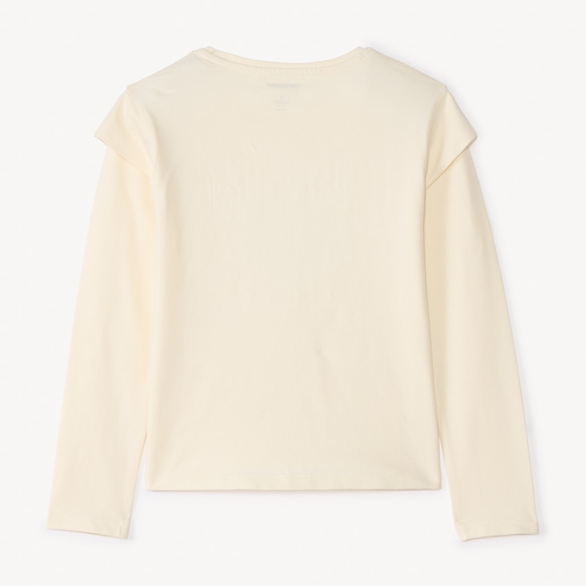 T-shirt manches longues à perles et strass pour fille 