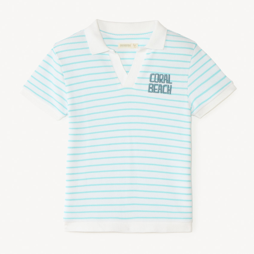 Polo manches courtes à rayures avec broderie fantaisie pour garçon 