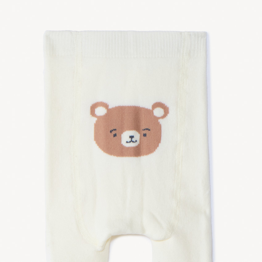Collant épais en tricot avec motif ours et intérieur bouclette pour bébé fille 