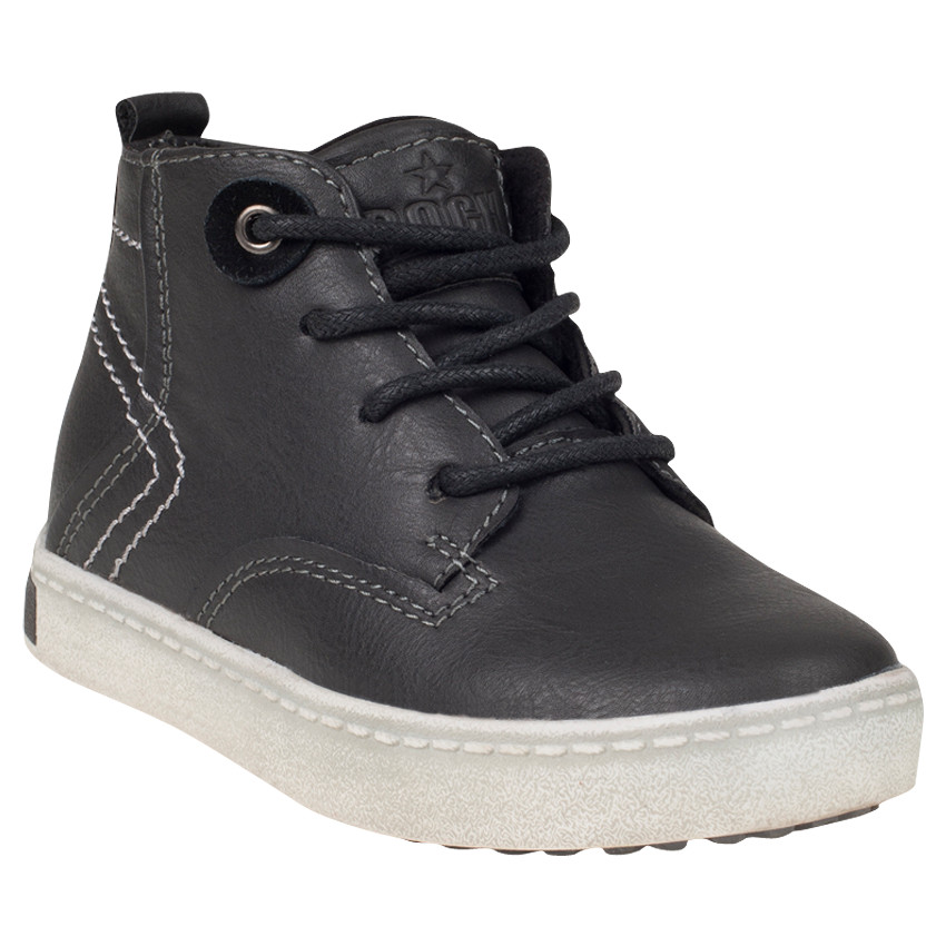 Bottillons aspect cuir unis à lacets et zip 