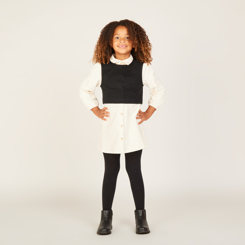 Robe chemise manches longues 2 en 1 pour fille 