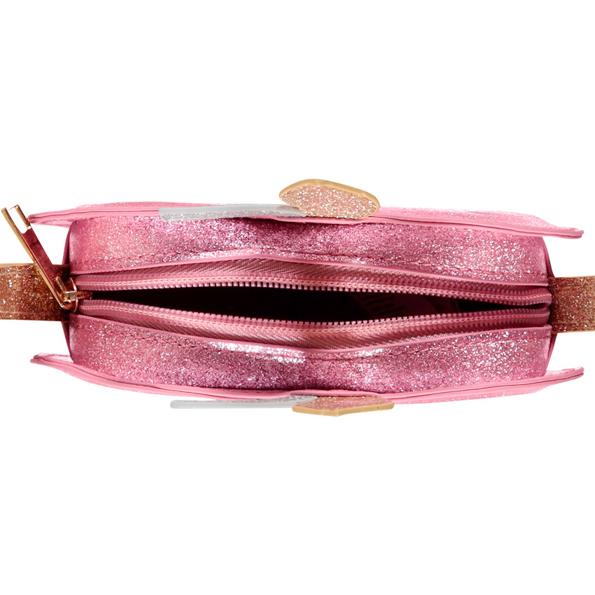 Sac bandoulière fantaisie à paillettes roses 