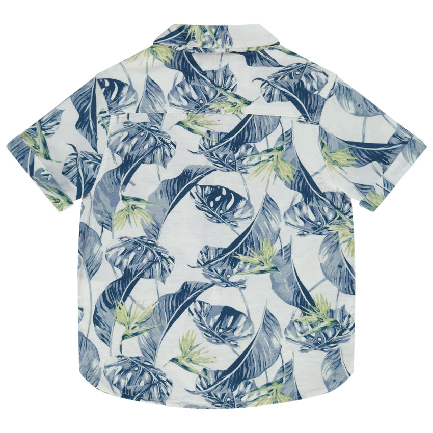 Chemise manches courtes en coton imprimé végétal pour garçon 