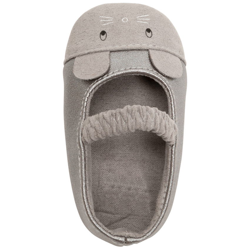 Babies souples argentées motif souris pour bébé fille 