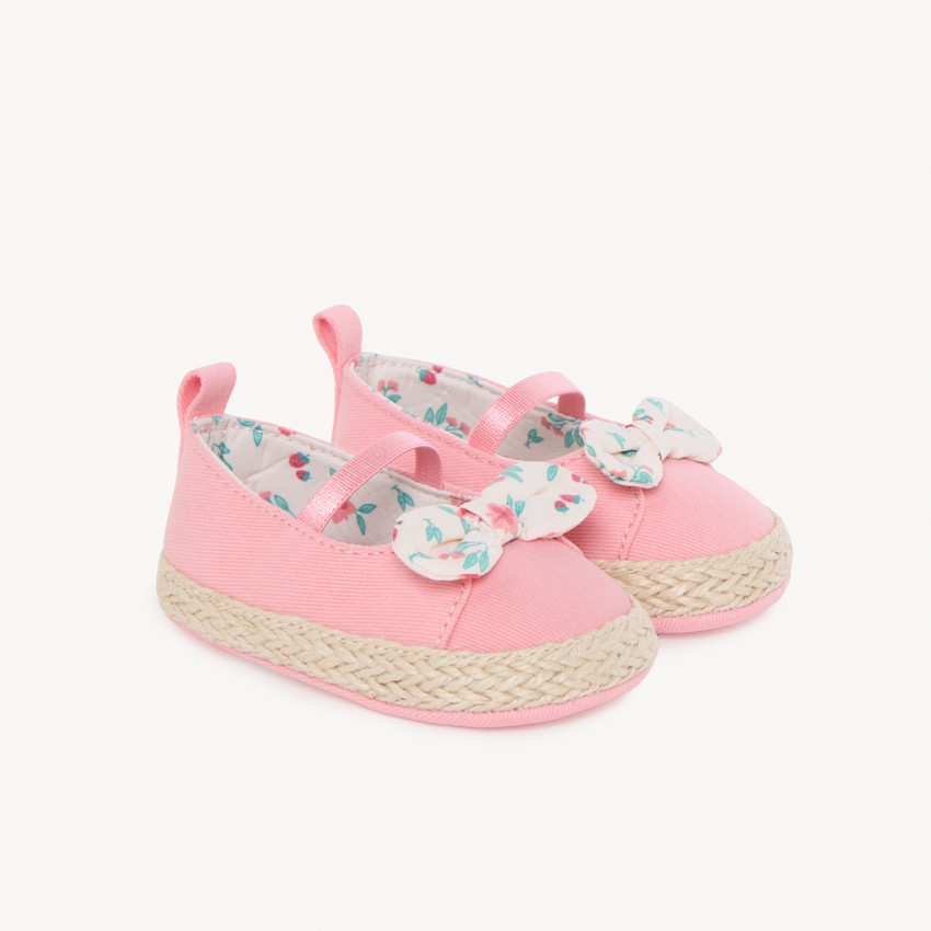 Babies à nœud fleuri et corde tressée pour bébé fille 