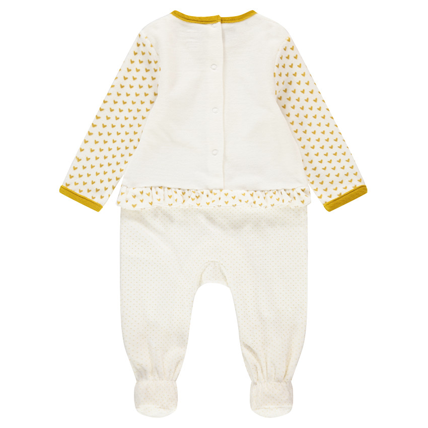 Dors-bien en velours avec chat printé et coeurs 