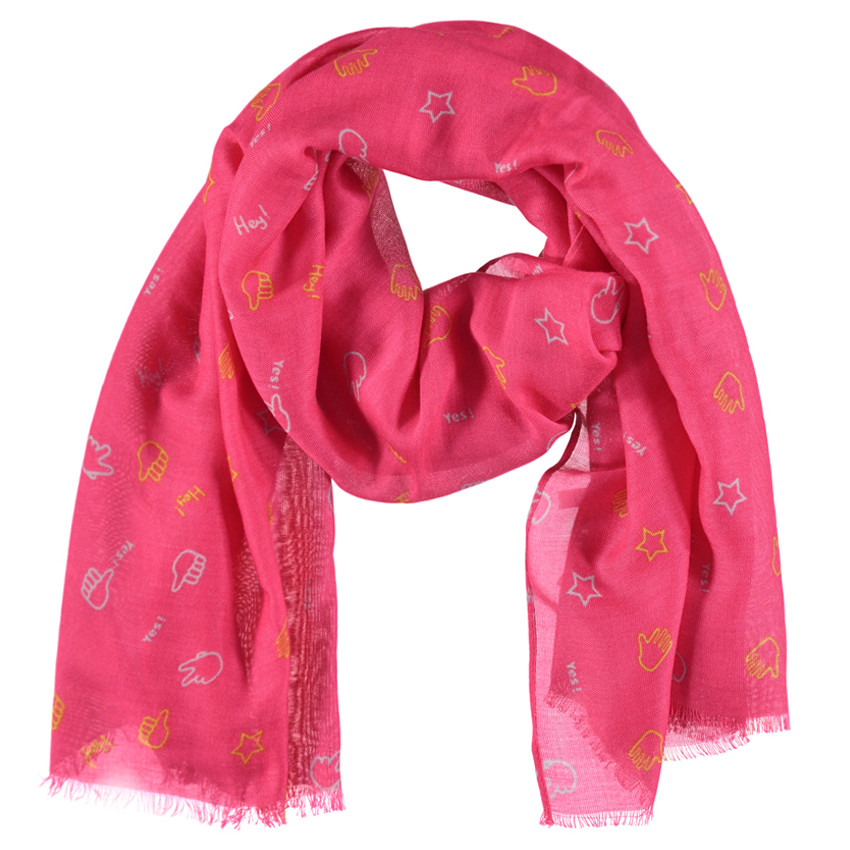 Chèche en voile de viscose avec symboles all-over 