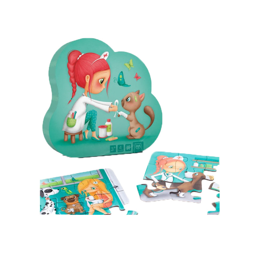 Coffret évolutif de 4 puzzles - Vétérinaire Main Coffret évolutif de 4 puzzles - Vétérinaire