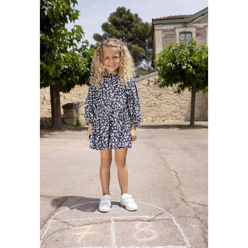 Robe manches longues a imprime floral coupe ample pour enfant fille