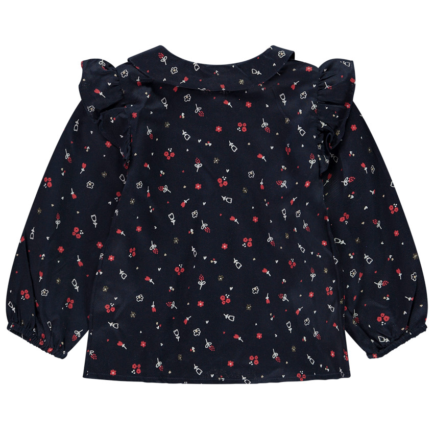 Tunique manches longues à nouer imprimé fleurs pour bébé fille 