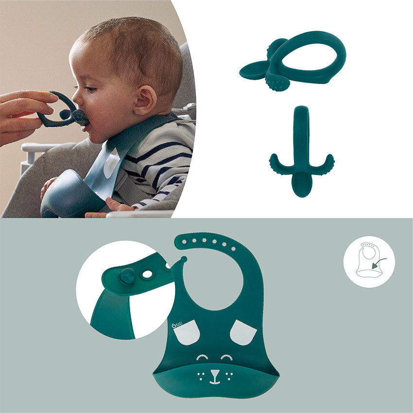 Coffret repas en silicone FIRST'ISY 6-12 mois - Chien Main Coffret repas en silicone FIRST'ISY 6-12 mois - Chien