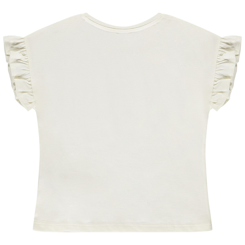 T-shirt manches courtes avec nœud fantaisie et volants pour fille 