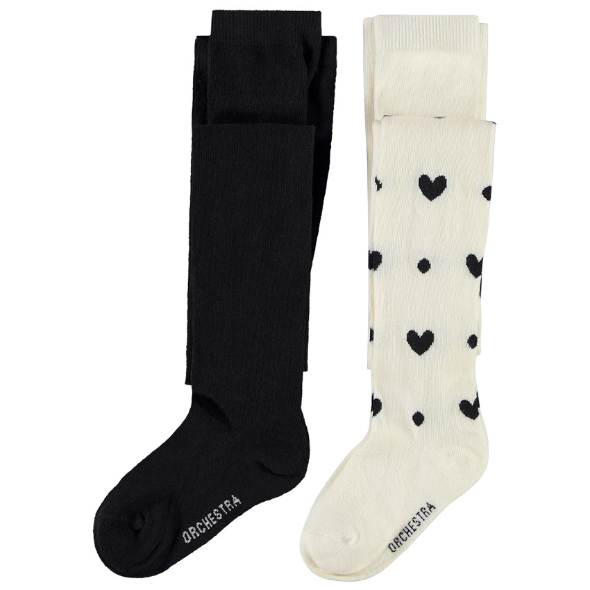 Lot de 2 collants épais en jacquard fantaisie pour fille