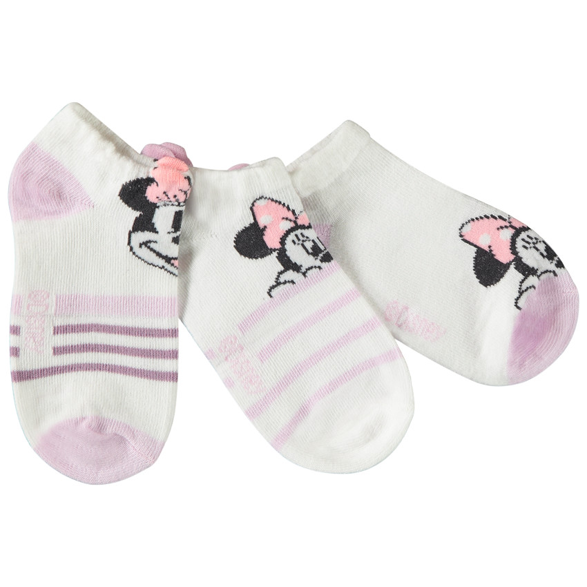 Lot de 3 paires de chaussettes courtes Minnie Disney pour fille 