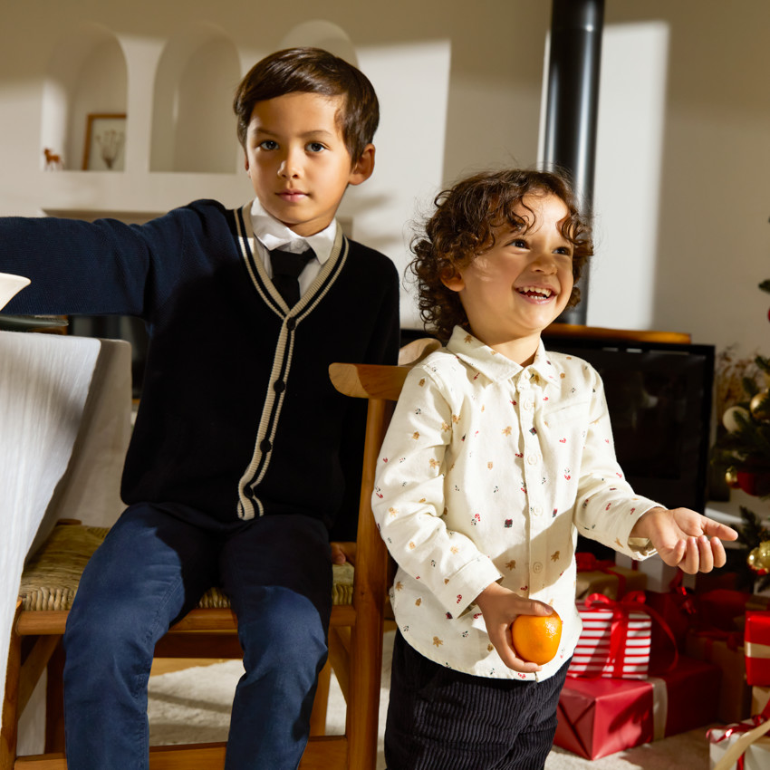 Chemise manches longues uni et cravate pour garçon  