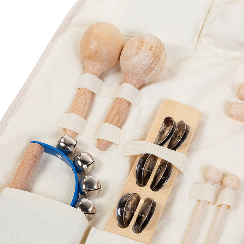 Set de 8 instruments de musique en bois avec organisateur 