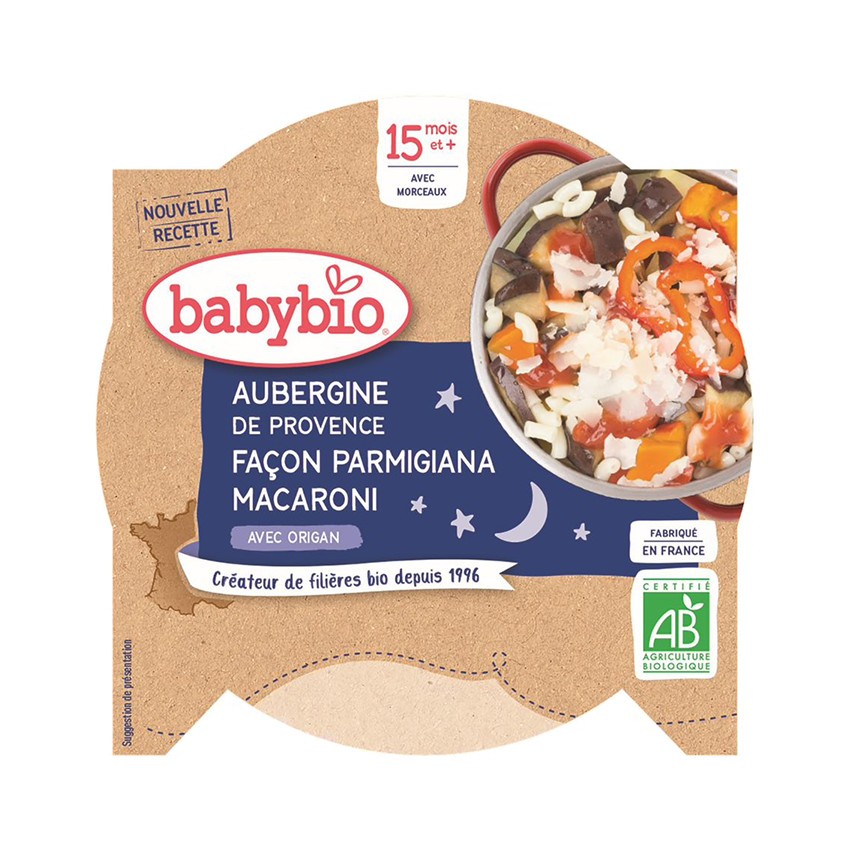 Assiette d'Aubergines Parmigiana et Macaroni Origan 260g Main Assiette d'Aubergines Parmigiana et Macaroni Origan 260g