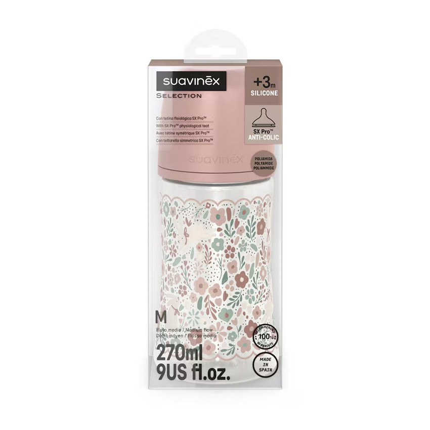 Biberon avec tétine physiologique SX PRO M 270ml Wonderland Liberty rose 