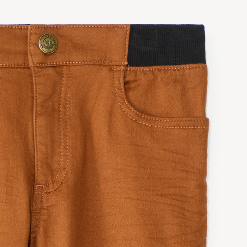 Pantalon uni à taille élastiquée pour garçon 