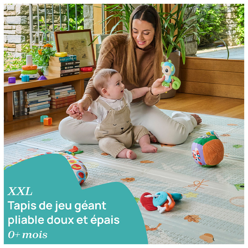 Tapis d'éveil XXL pliable et réversible 200 x 180 cm 