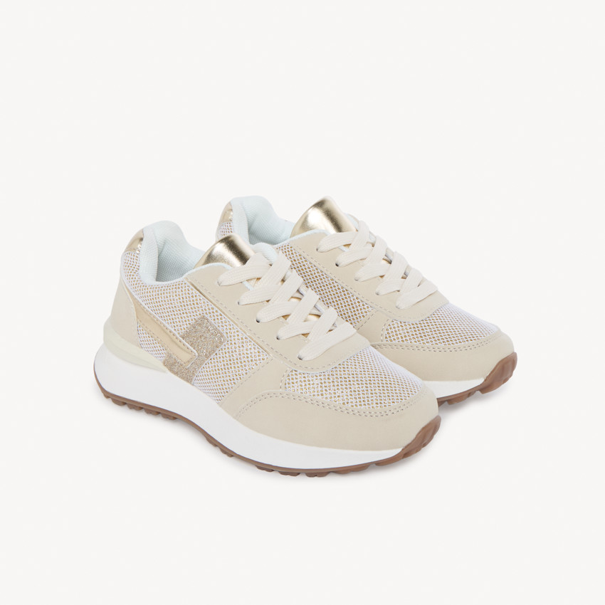 Sneakers étincelantes à touches dorés pour fille