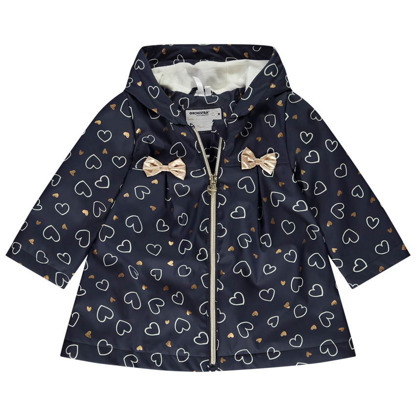 Parka gomme imprimé cœurs et doublée pour bébé fille 