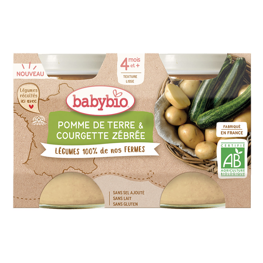 Lot de 2 petits pots de pommes de terre et courgettes zébrées 130g 