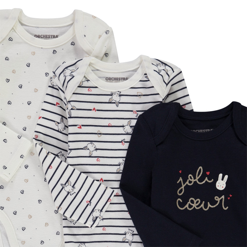 Lot de 5 bodies manches longues en jersey pour bébé fille 