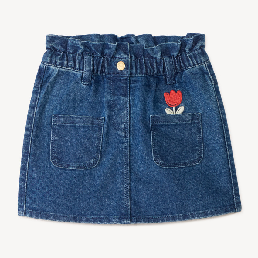 Jupe en denim avec broderie tulipe pour bébé fille 