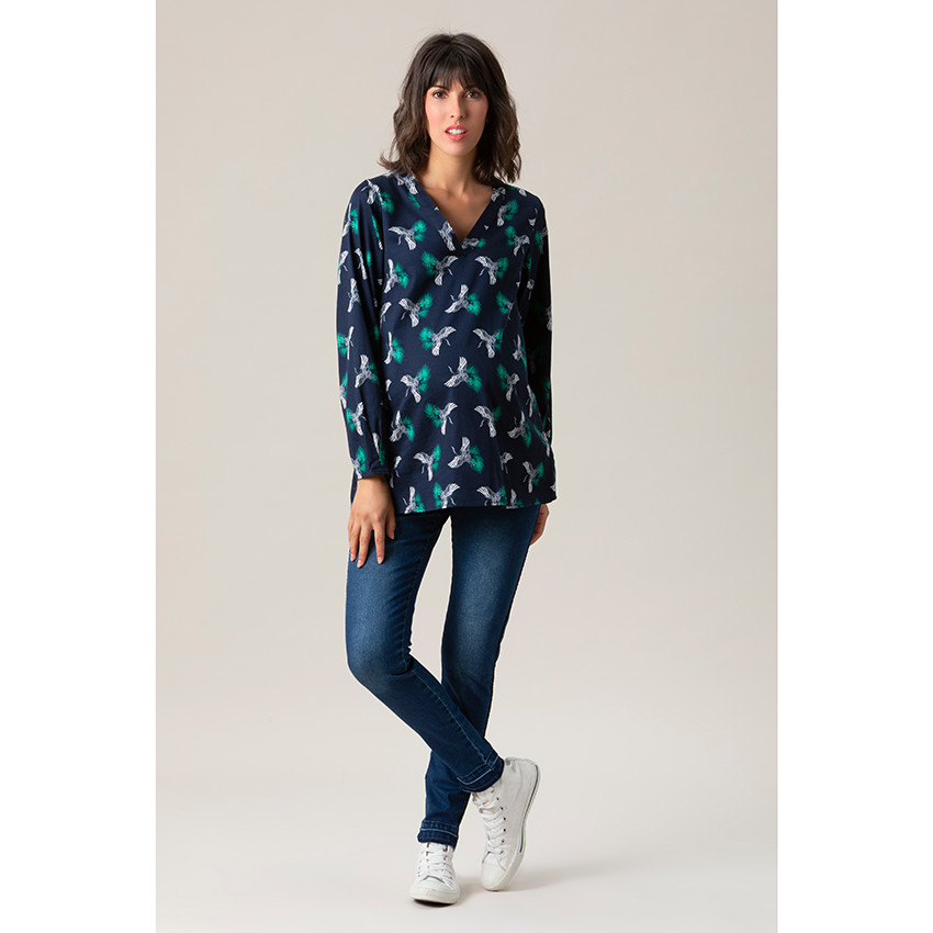 Top de grossesse à manches longues col en V 