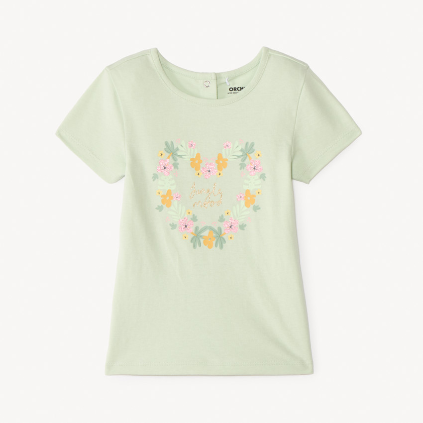 T-shirt manches courtes print pailleté fantaisie pour bébé fille